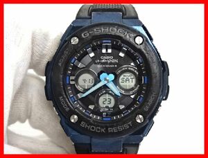 2404★F-1846★CASIO G-SHOCK GST-W300G カシオ ジーショック 腕時計 電波ソーラー アナデジ ブラック&ネイビー　中古