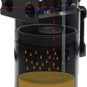 VEHSUN オイルキャッチタンク 300ml アルミ製 汎用 オイルキャッチ バッフル付き 円柱型 ホースニップル付き 外径 11Φ 13Φ 16Φ 黒の画像5
