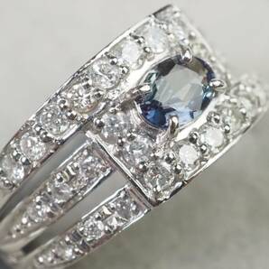 【3674A】Pt900プラチナ 天然アレキサンドライト 天然ダイヤモンド 0.19ct/0.37ct/5,1g リング 指輪 ♯8の画像4