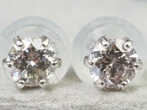 【3566E】Pt900プラチナ 天然ダイヤモンド 計0.30ct/0.15ct/0.15ct/0.5g ピアス