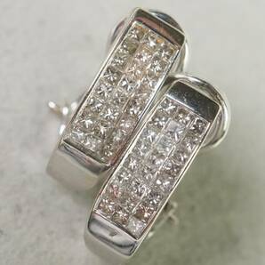 【3734P】K18WGホワイトゴールド 天然ダイヤモンド 計1.16ct/0.58ct/0.58ct/4.0g ピアスの画像2