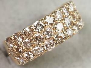 [3679E]K18 Gold natural diamond 2.06ct/6.75gpave ring ring #11