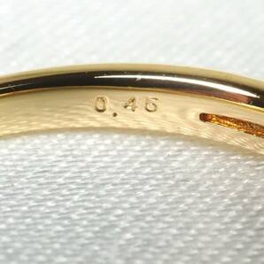 【3703A】K18ゴールド 天然ダイヤモンド 0.45ct/2.6g リング 指輪 ♯12の画像9
