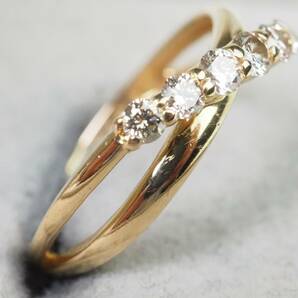 【3776A】K18ゴールド 天然ダイヤモンド 0.30ct/1.5g リング 指輪 ♯7の画像4