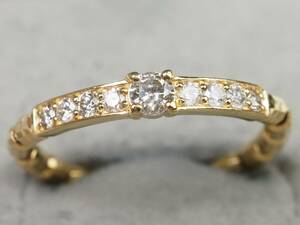[3787M]K18 Gold натуральный бриллиант 0.23ct/1.4g эластичный кольцо кольцо #11-12~23
