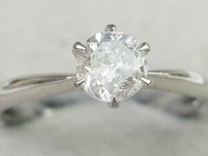 [3837A]Pt900 платина натуральный бриллиант 0.679ct/3.6g кольцо кольцо #12