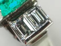 【3556P】Pm900プラチナ 天然エメラルド 天然ダイヤモンド E 0.68ct/D 0.29ct/4.9g リング 指輪 ♯11.5_画像4