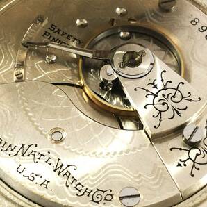 1900年製◆ELGIN 金彩文字盤 ルイ針 大型18S 7石 Gr,208 エルジン大型懐中時計◆の画像5