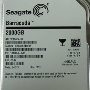【検品済み】Seagate 2TB HDD ST2000DM001 (使用6269時間) 管理:ケ-12の画像4