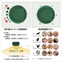 アニマルブロッカー ソーラータイプ 赤外線センサー 超音波 光 アラーム音で動物除け 鳥獣対策 カラス ネズミ 防水 USBでの充電も可能_画像3