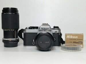 Nikon FE フィルムカメラ レンズ NIKKOR 35mm 1:2 lens series E zoom 75～150mm 1:3.5 まとめて 動作未確認 ◯ カメラ レトロ 