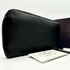 【極美品】プラダ PRADA サフィアーノ 財布 長財布 ジッピーウォレット wallet 三角ロゴ ラウンドファスナー メンズ ブラック レザーの画像2