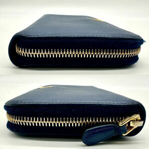 【極美品】プラダ PRADA サフィアーノ 財布 長財布 ジッピーウォレット wallet 三角ロゴ ラウンドファスナー メンズ ネイビー レザーの画像5