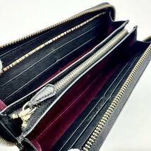 【極美品】ポールスミス Paul Smith 財布 長財布 wallet ラウンドファスナー マルチストライプ メンズ ビジネス ブラック シュリンクレザー_画像6