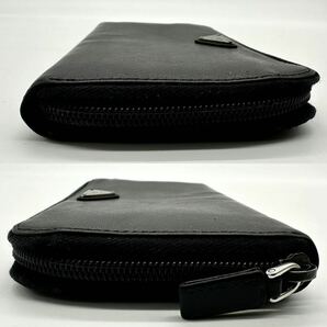 【極美品】プラダ PRADA サフィアーノ 財布 長財布 ジッピーウォレット wallet 三角ロゴ ラウンドファスナー メンズ ブラック レザーの画像6