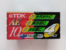 ★ 未開封品 オーディオカセットテープ TDK ティーディーケー ４本セット AE-10X4A 当時物 ★_画像3