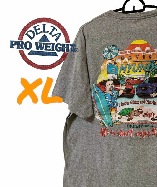 【US古着】レア!! DELTA グレー XL 企業Tシャツ 半袖 レギュラーヴィンテージ プリント メンズ レディース