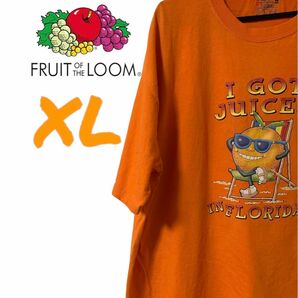 【US古着】フルーツオブザルーム オレンジ XL ジュース Tシャツ 半袖 レギュラーヴィンテージ プリント メンズ レディース