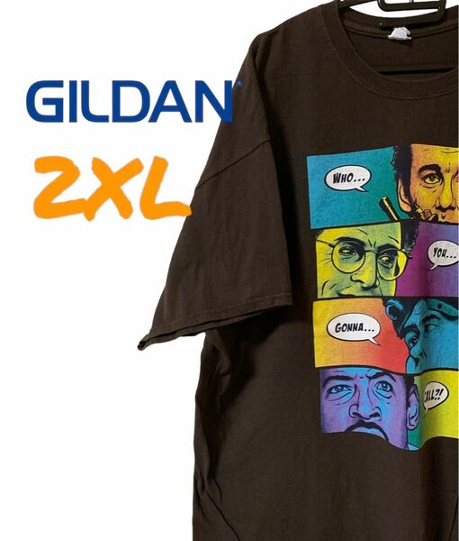 【US古着】GILDAN ギルダン ダークブラウン 2XL Tシャツ 半袖 レギュラーヴィンテージ プリント メンズ レディース