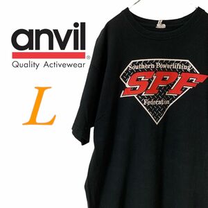 【US古着】anvil ブラック L Tシャツ 半袖 レギュラーヴィンテージ プリント メンズ レディース