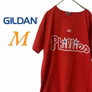 【US古着】GILDAN ギルダン レッド M Tシャツ 半袖 レギュラーヴィンテージ プリント 野球 メンズ レディース