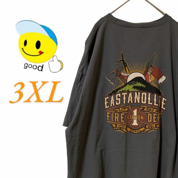 【US古着】グッドデザイン ダークグレー 3XL Tシャツ 半袖 レギュラーヴィンテージ プリント メンズ レディース