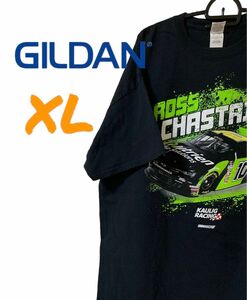 【US古着】GILDAN ギルダン ブラック XL 車 レースTシャツ 半袖 レギュラーヴィンテージ プリント メンズ レディース