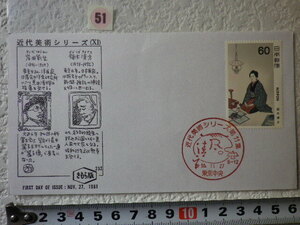 FDC 近代美術11集 1981年 1貼1消 説明書無 きむら版●51●