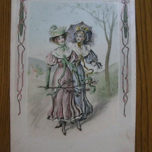アンティーク 古いポストカード・絵葉書  * ヴィエナ風イラスト画４枚/B * 1900~1915年の画像2