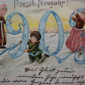 アンティーク 古いポストカード・絵葉書  * 1903年号カード 子供たちが新年の準備です * 1902年消印の画像2