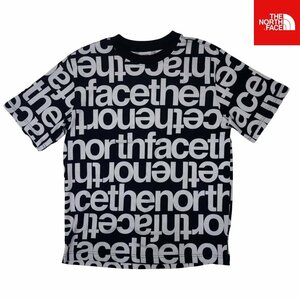 USA限定新品 ノースフェイス 総柄ロゴ 半袖Tシャツ (XL) ブラックxホワイト THE NORTH FACE 日本未発売/ba61