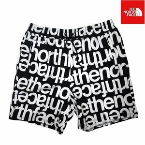 海外限定 新品 ノースフェイス 全面ロゴ スウェット ショートパンツ(XXL)ブラックxホワイト THE NORTH FACE USモデル日本未発売 /ba117