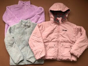 【冬物処分】女の子 150 中綿ジャンパー ユニクロフリースジャケット