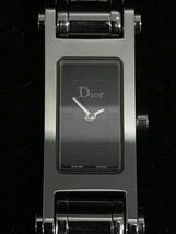 C837★稼働 良品 Dior ディオール QZ D104-100 スクエア 黒文字盤 レディース腕時計 電池交換済み_画像1