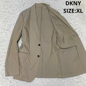 大きいサイズ DKNY ダナキャランニューヨーク 春夏 アンコンジャケット テーラードジャケット シャドーストライプ サイズXL ベージュ