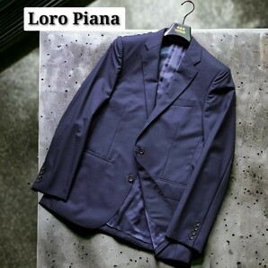 未使用級☆Loro Piana テーラードジャケット 最高級ウール100% J.CREW ネイビージャケット 紺ブレザー 総裏地 2B ロロピアーナ 通年 1円の画像3