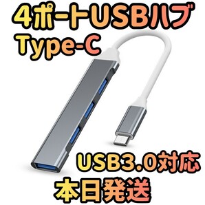 4ポートUSB グレー ハブ USBハブ USBポート Type-C タイプC 高速 USB-C パソコン PC データ　データ移行 USB データ USB拡張 MacBook