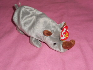  prompt decision *ty Beanies *BEANIE BABY soft toy rhinoceros tag attaching 