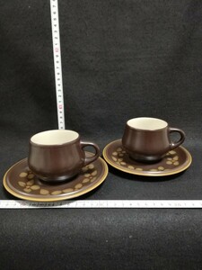 CS461.【未使用】 ビンテージ Noritake ノリタケ　ストーンウェア　Folkstone カップ ソーサー コーヒーカップ ティーカップ 2客/60