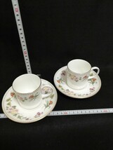 CS471.【未使用】WEDGWOOD ウェッジウッド ヴィンテージ　廃番　コーヒー カップ＆ソーサー　ミラベル 　2客セット 洋食器 花柄 金彩 /60_画像2