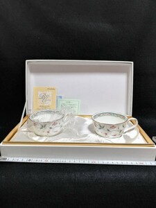 CS4135.【未使用】Noritake ノリタケ　花更紗　ハナサラサ カップ ソーサー ティーカップ　花柄　2客/80