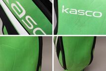 【良品】Kasco キャスコ キャディバッグ《10型》カート 5分割 グリーン×ブラック ショルダー アイアンポーチ ゴルフバッグ ＃160※G138_画像9