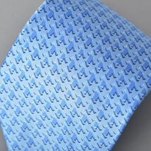 未使用 ランバン ネクタイ 幾何学模様 シルク ライトブルー 水色 総柄 タグ付き フランス製 ビジネス 紳士 スーツ LANVIN ブランド ※N101_画像2