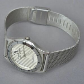 良品 Calvin Klein カルバンクライン 腕時計 稼働 41.6g シルバー ストライプ クウォーツ メッシュ ウォッチ ブランド #N〇681の画像8