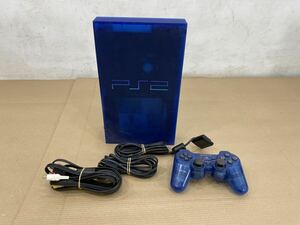 SONY ソニーPlayStation2 プレイステーション2 ゲーム機本体 SCPH-37000 コントローラー SCPH-10010 電源コード端子コードブルースケルトン