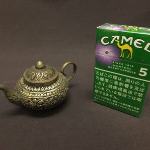 [041201] 置物 水差し 茶壺 草花文 銅製の画像3