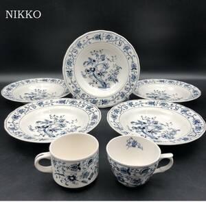 7701409-4【NIKKO】DOUBLE PHOENIX/ニッコー/プレート 5客/カップ 2客/計7客セット/パスタプレート スーププレート/マグカップ