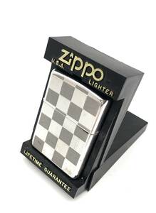 7701704-3【美品】ZIPPO/ジッポー/両面加工/ブロックチェック/喫煙具/着火未確認