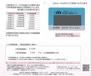 即決！三越伊勢丹　株主優待カード　利用限度額80万円（優待限度額8万円）