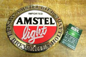 ★ビンテージ 1980s！AMSTEL Light Beer オランダビール「アムステル」サインプレート ←23㎝→ リビング・パブ・バー・ガレージ 中古品★